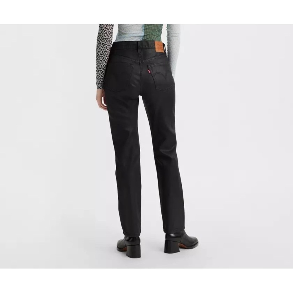 Levi's 501 Premium Black Wax Coated Jeans‎ Button Fly W26 L30 Women's Denim